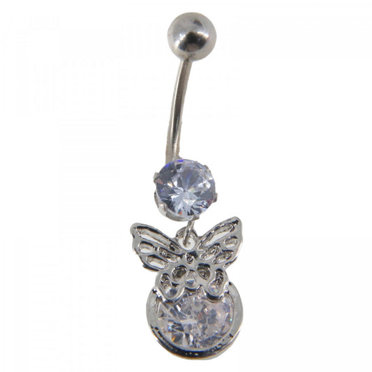 Piercing dama buric, inox, zirconiu, NO7725, 3.5 x 1.1 cm, Argintiu