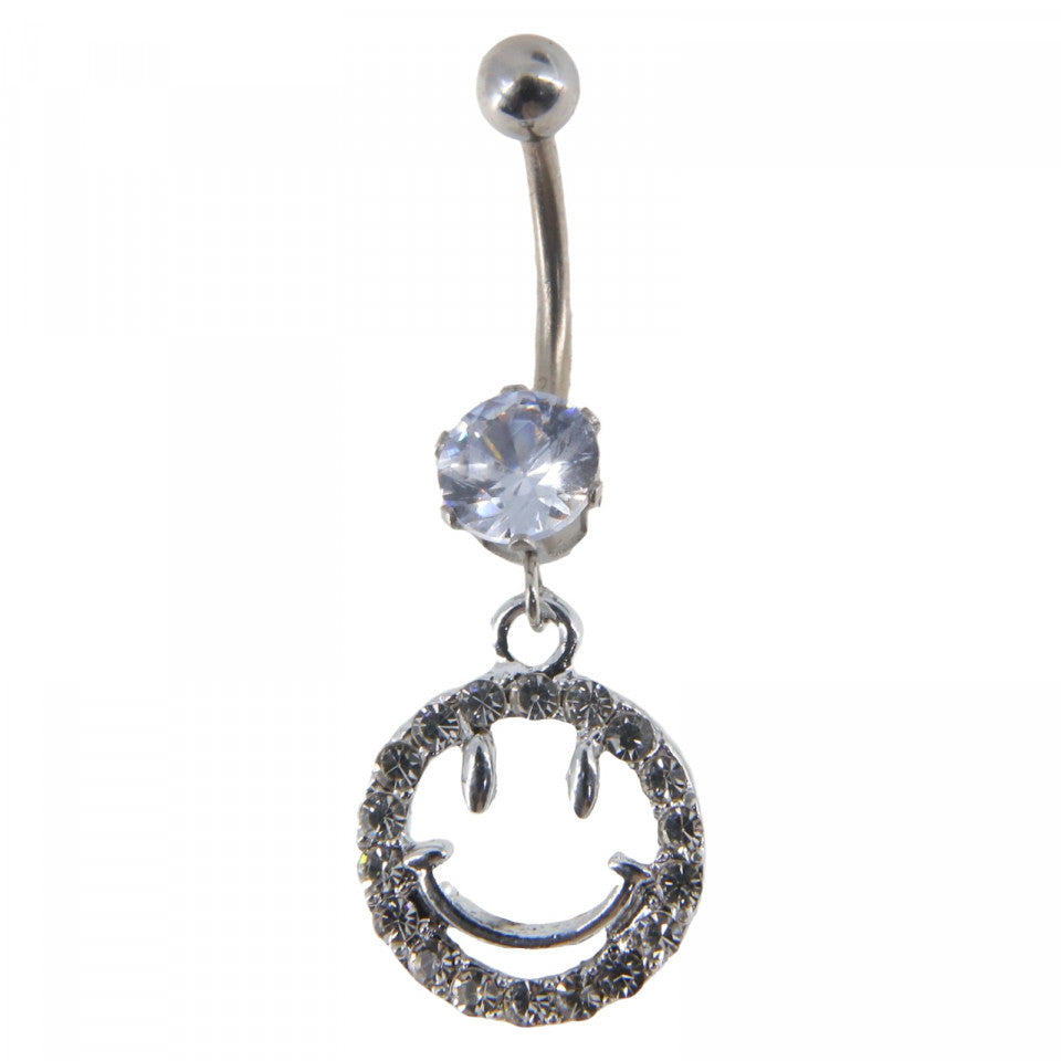 Piercing dama buric, inox, zirconiu, NO7727, 3.1 x 1.3 cm, Argintiu