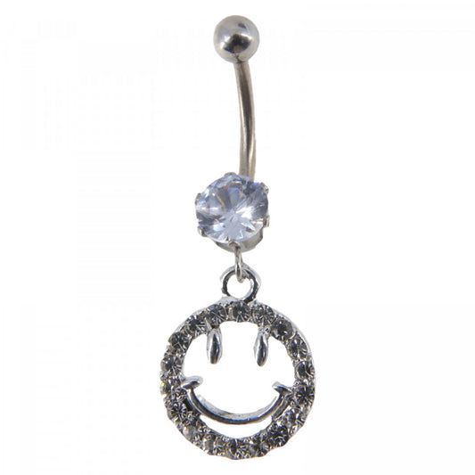 Piercing dama buric, inox, zirconiu, NO7727, 3.1 x 1.3 cm, Argintiu