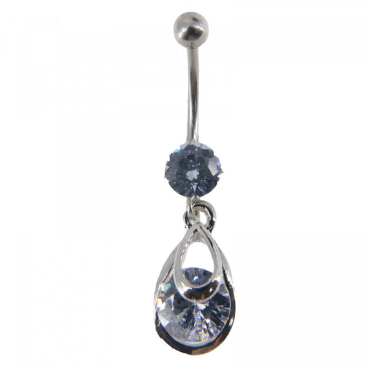 Piercing dama buric, inox, zirconiu, NO7732, 3.6 x 0.9 cm, Argintiu