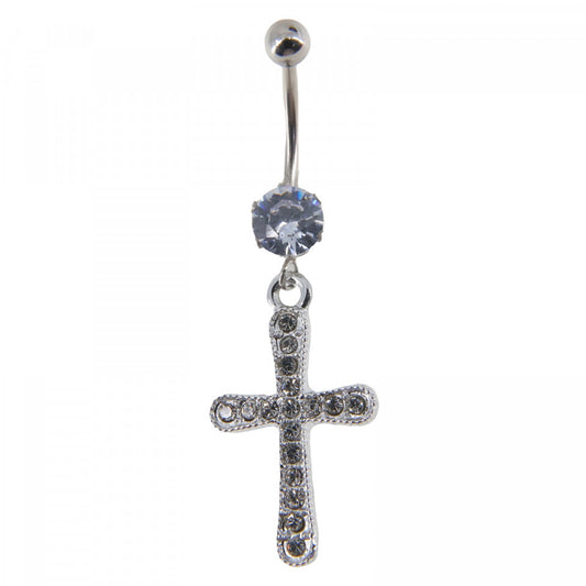 Piercing dama buric, inox, zirconiu, NO7736, 4.5 x 1.5 cm, Argintiu