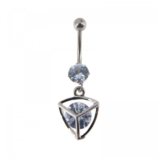 Piercing dama buric, inox, zirconiu, NO7738, 3.6 x 1.2 cm, Argintiu
