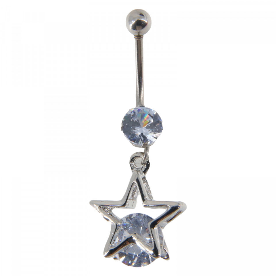 Piercing dama buric, inox, zirconiu, NO7739, 3.8 x 1.4 cm, Argintiu