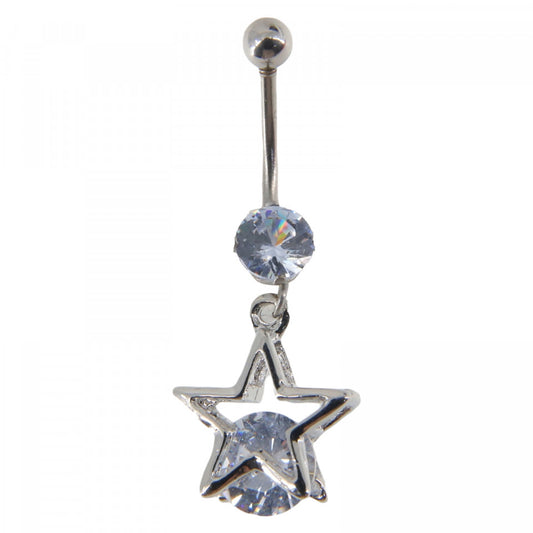 Piercing dama buric, inox, zirconiu, NO7739, 3.8 x 1.4 cm, Argintiu
