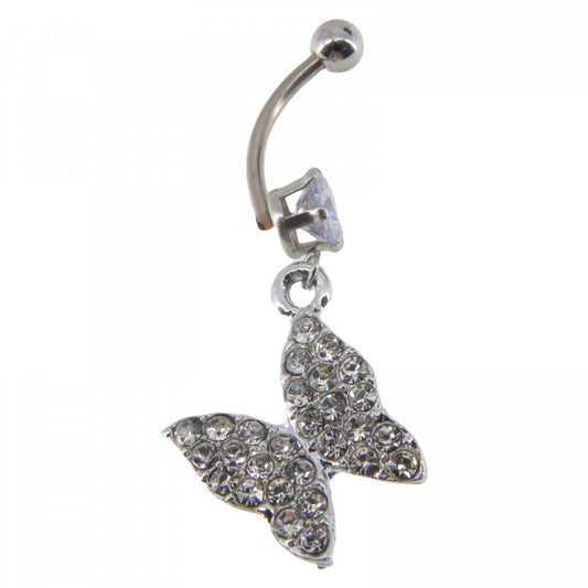 Piercing dama buric, inox, zirconiu, NO7740, 4.4 x 1.7 cm, Argintiu