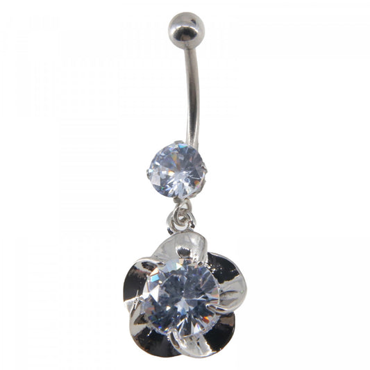 Piercing dama buric, inox, zirconiu, NO7741, 3.5 x 1.3 cm, Argintiu