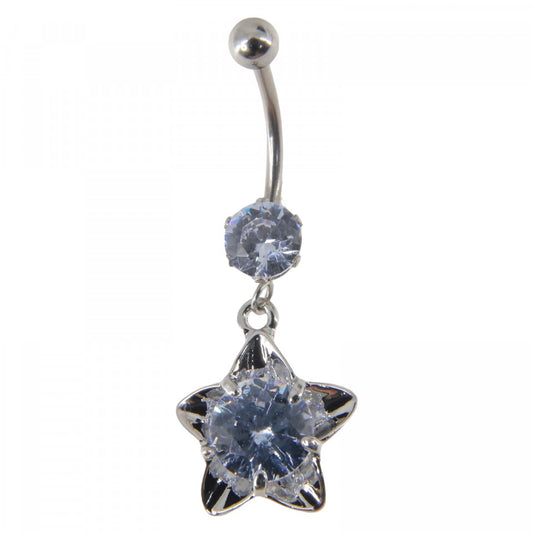 Piercing dama buric, inox, zirconiu, NO7742, 3.8 x 1.4 cm, Argintiu