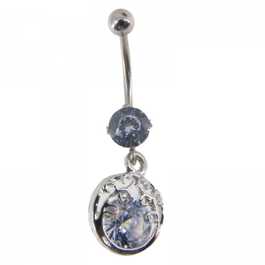 Piercing dama buric, inox, zirconiu, NO7743, 3.5 x 1.1 cm, Argintiu