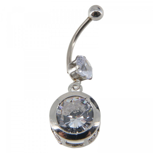 Piercing dama buric, inox, zirconiu, NO7744, 3.5 x 1.2 cm, Argintiu