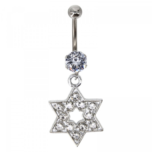 Piercing dama buric, inox, zirconiu, stea, 3.5 cm, NO5978, Argintiu