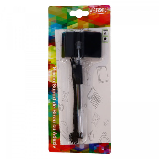Pix cu soport de birou, antifurt, varf 1mm, culoare negru