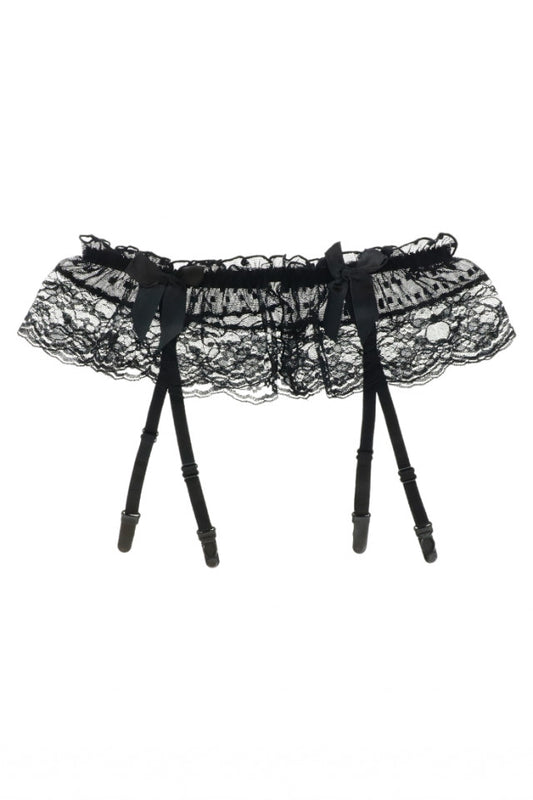 Portjartier sexy din dantela cu jartiere atasate, Funda, NO7736, One Size, Negru
