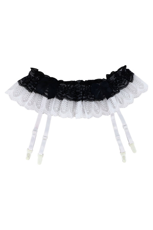 Portjartier sexy din dantela cu jartiere atasate, Funda, NO9922, One Size, Alb