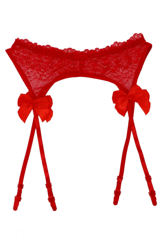 Portjartier sexy din dantela cu jartiere, Funda, NO7728, One Size, Rosu