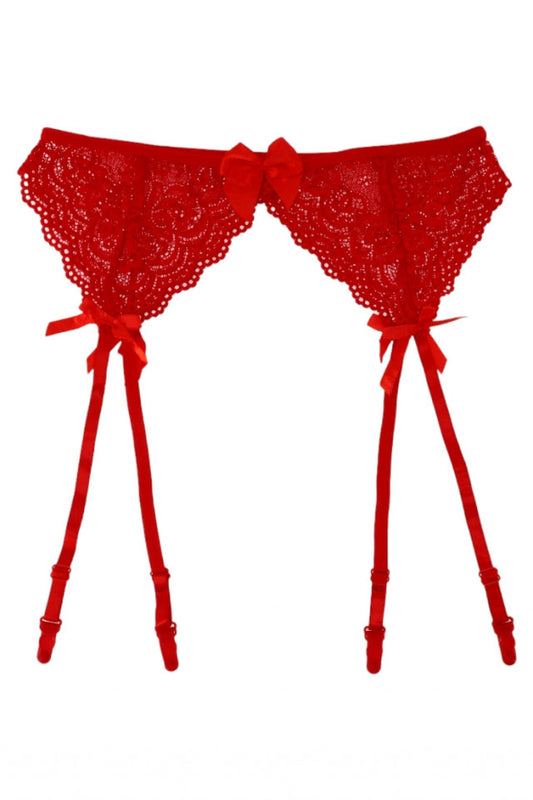 Portjartier sexy din dantela cu jartiere, Funda, NO7729, One Size, Rosu