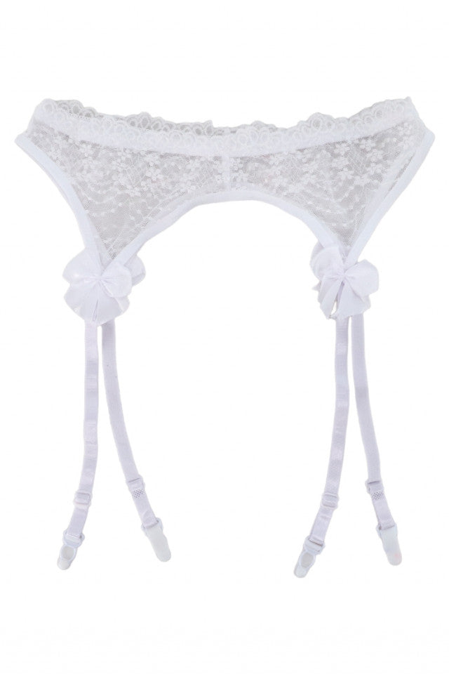 Portjartier sexy din dantela cu jartiere, Funda, NO7741, One Size, Alb