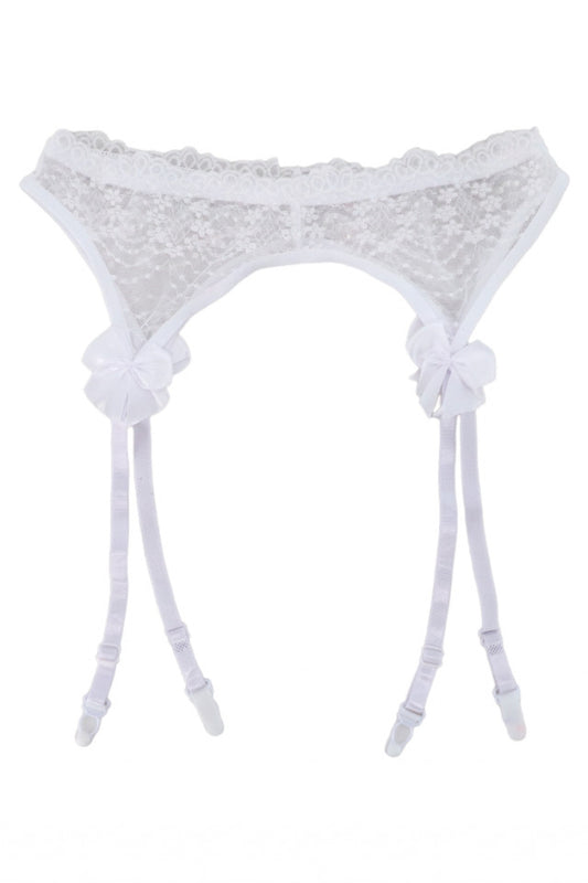 Portjartier sexy din dantela cu jartiere, Funda, NO7741, One Size, Alb