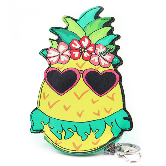 Portofel tip breloc, forma ananas, Multicolor, 17 x 11 cm