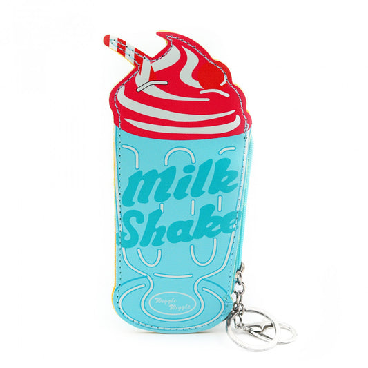Portofel tip breloc, forma milk shake, Multicolor, 16.5 x 7 cm