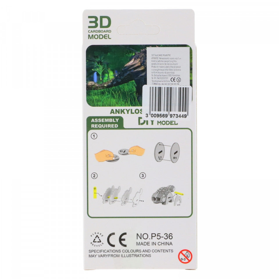 Puzzle 3D Dinozaur, Ankylosaurus, carton dur, NOP536, 28 piese