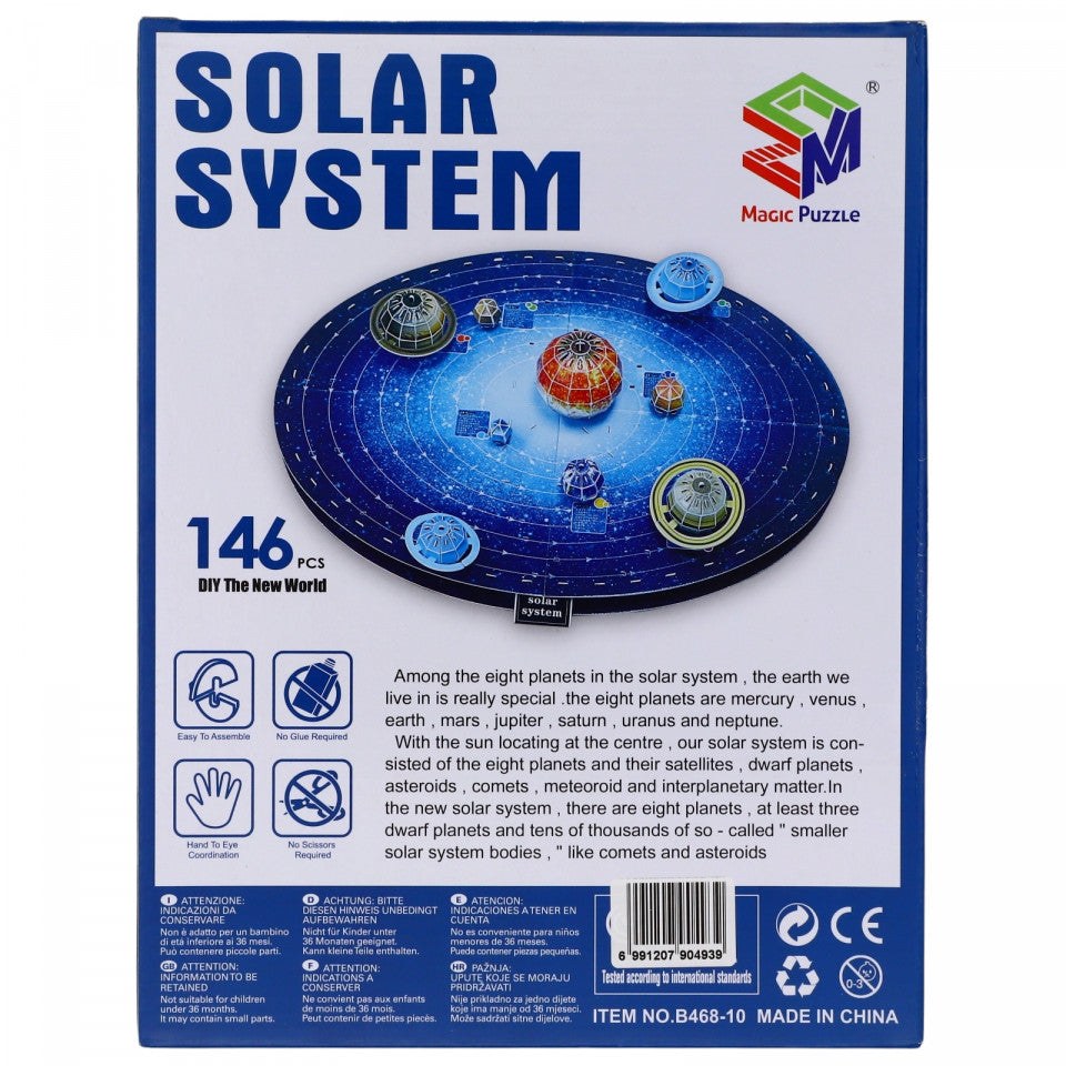 Puzzle 3D, Sistem Solar, 52.2 x 39.7 x 11.8 cm, 146 piese