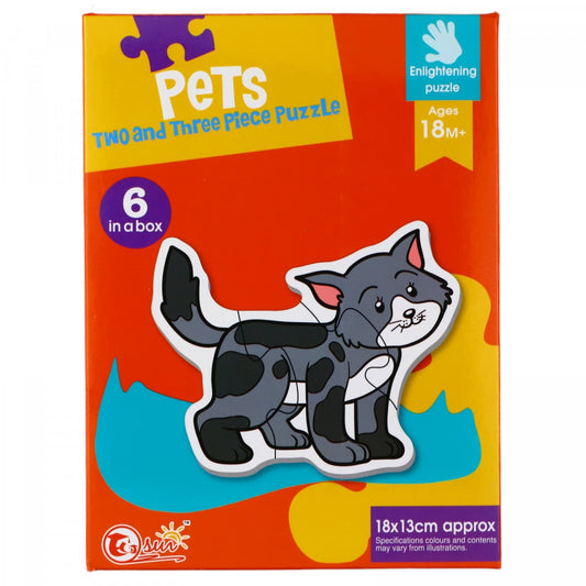 Puzzle, 6 Animale de companie, 18 x 13 cm, 15 piese, Multicolor