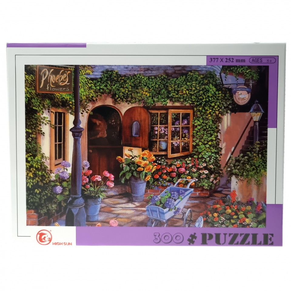 Puzzle, Casa cu flori, 37.7 x 25.2 cm, 8 ani, 300 piese