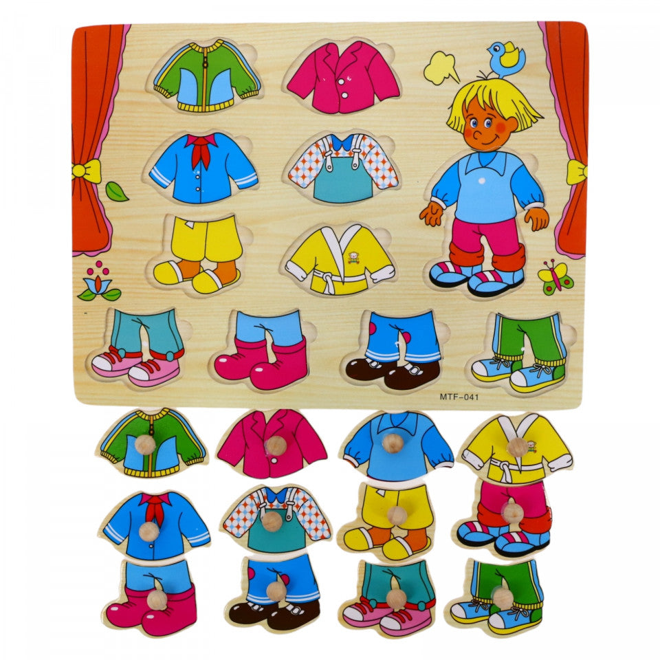 Puzzle de lemn, Articole vestimentare, Fashion Boy, NO448, 22.3 x 29.7 cm, Multicolor