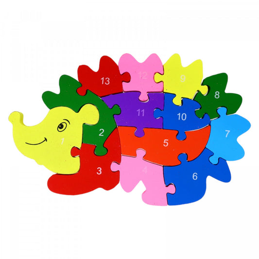 Puzzle lemn arici, multicolor, NO345, 11 pcs, 26x16.5 cm