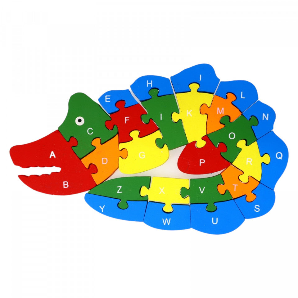 Puzzle lemn crocodil, multicolor, NO344, 26 pcs, 26x15 cm