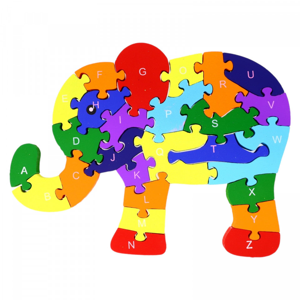 Puzzle lemn elefant, multicolor, NO336, 26 pcs, 24x19.3 cm