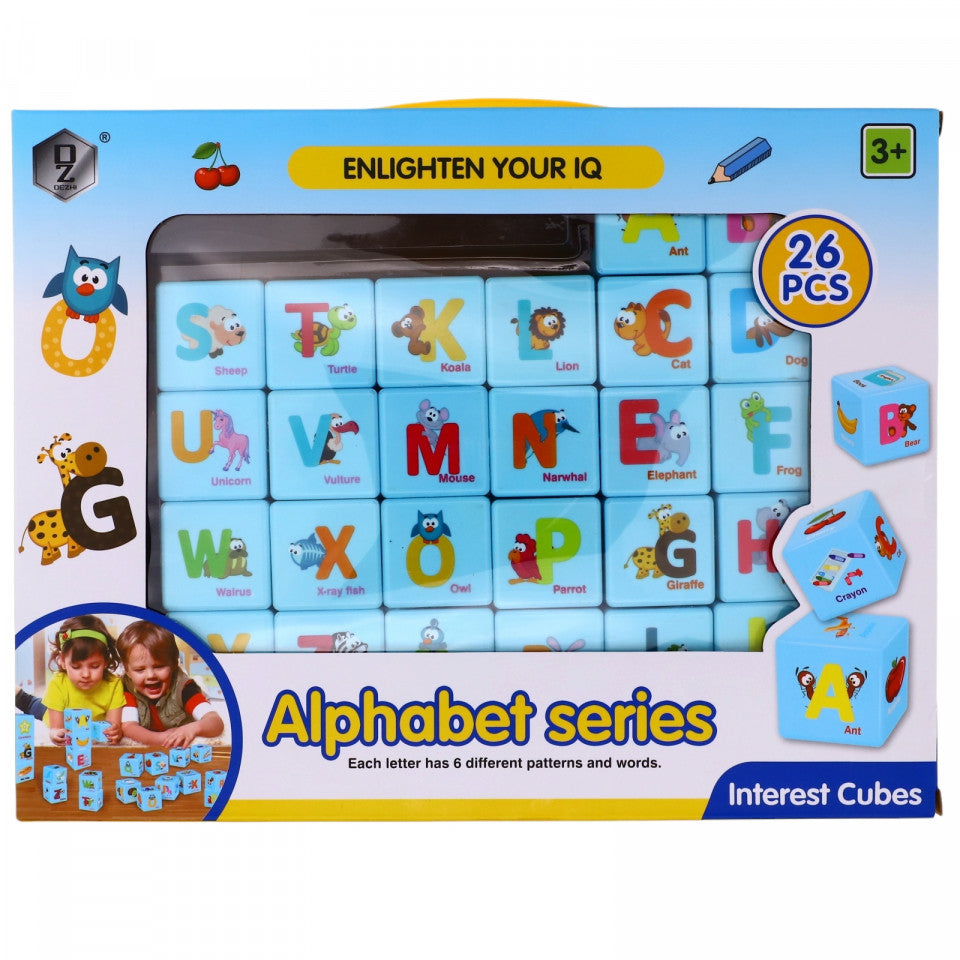 Puzzle pentru copii, Cuburi, Alfabet, 26 piese, 3 ani