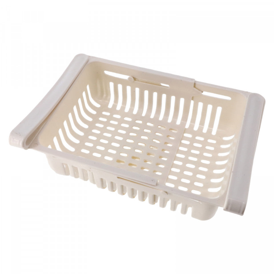 Raft atasabil pentru frigider, extensibil, ABS, 7 x 15.8 x 20 / 28 cm, Alb pudra