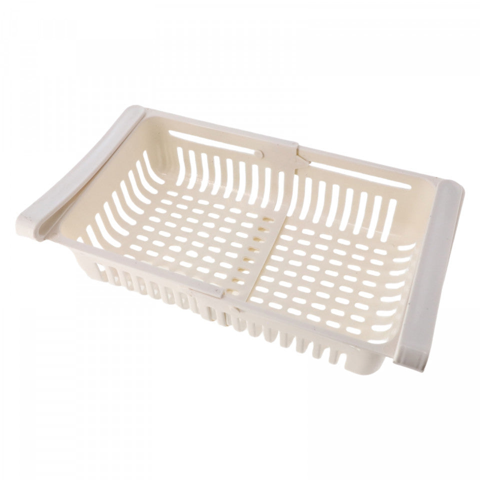 Raft atasabil pentru frigider, extensibil, ABS, 7 x 15.8 x 20 / 28 cm, Alb pudra