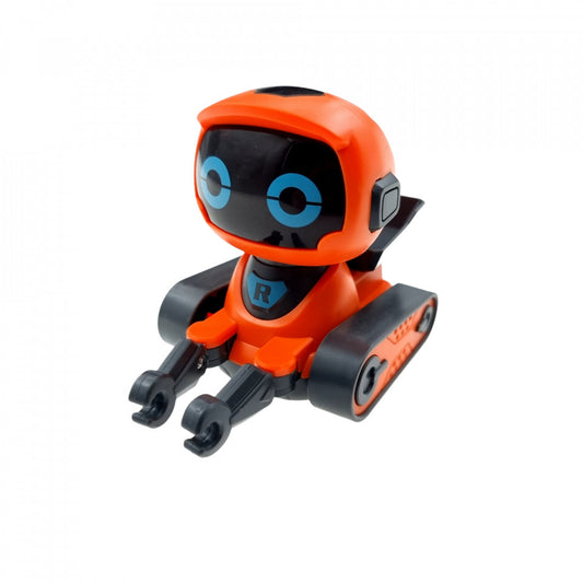 Robot inteligent, interactiv, cu marker, lumini si sunete, care urmareste linia trasata de marker, baterii incluse, 8.5 x 12.5 cm, Portocaliu