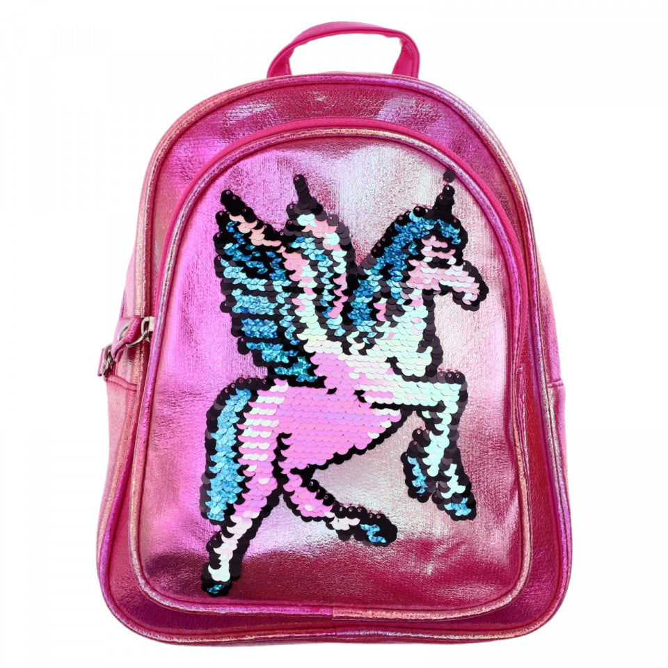 Rucsac pentru copii, Paiete, Unicorn, 24 x 20 x 10 cm, NO957, Roz