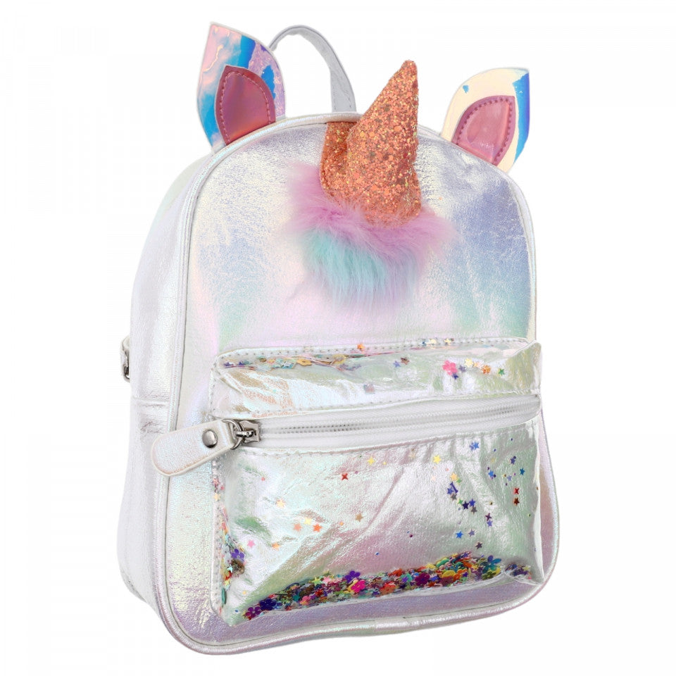 Rucsac pentru copii, Stelute, Unicorn, 24 x 20 x 10 cm, NO962, Alb sidef