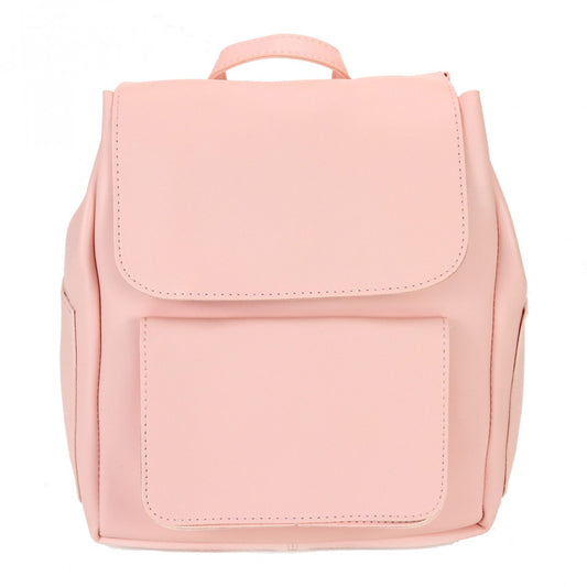Rucsac Piele Ecologica cu clapa Femei, Casual, Roz Pudra, Marime universala