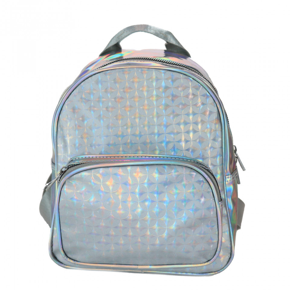 Rucsac Rainbow Femei, Alb/Gri Sidef, Marime Universala