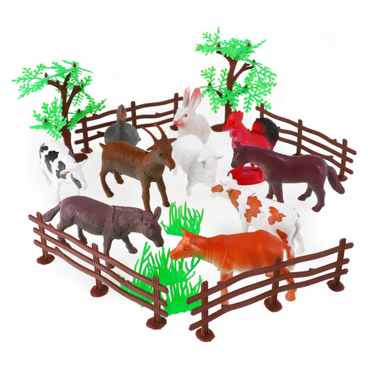 Set 10 Animale, Oaie, Vaci, Taur, , Cal, Magar, Gaina, Rata, Iepure, NO241, 10 cm, Multicolor