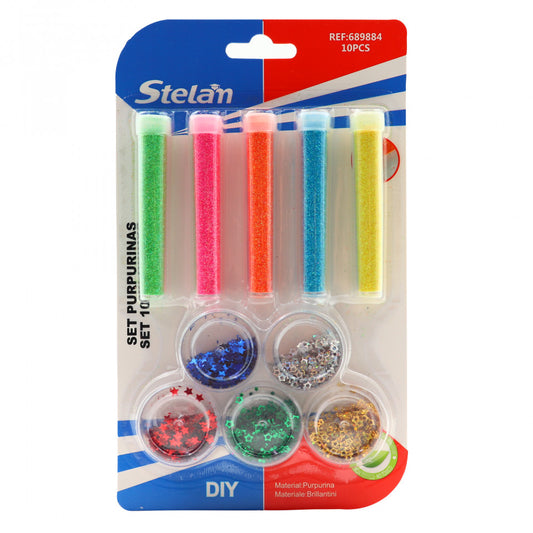 Set 10 buc, Glitter sclipici, Stelan, Multicolor