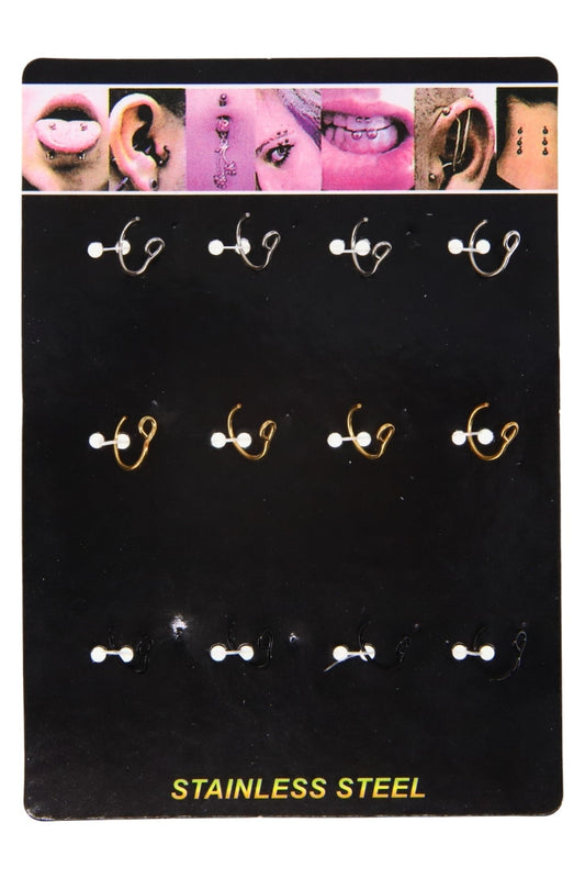 Set 12 bucati, Piercing, NO7325, 1 cm, Multicolor
