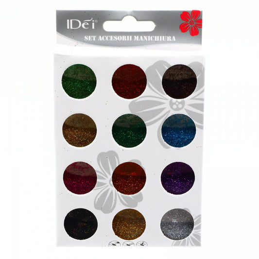 Set 12 bucati, Sclipici pentru unghii, Multicolor