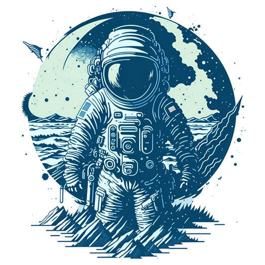 Set 12 bucati, Sticker decorativ, Astronaut pe luna, Rezistent la apa, NO3847, 6 cm, Multicolor