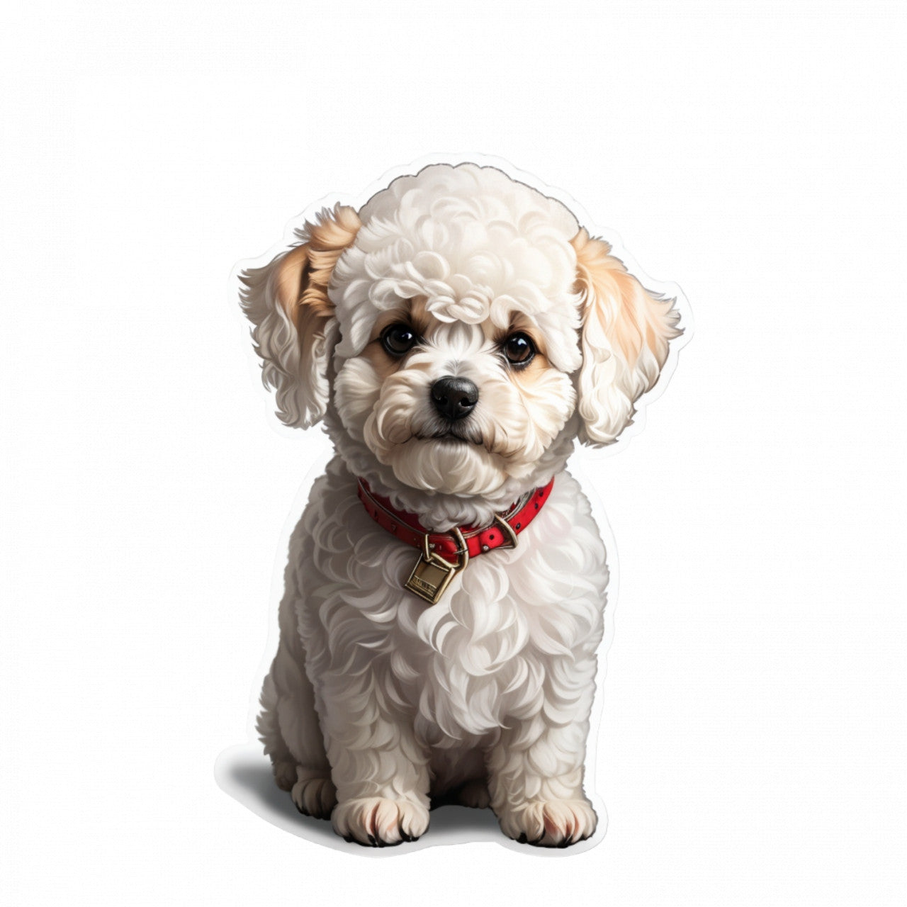 Set 12 bucati, Sticker decorativ, Bichon cu zgarda, Rezistent la apa, NO2378, 6 cm, Multicolor