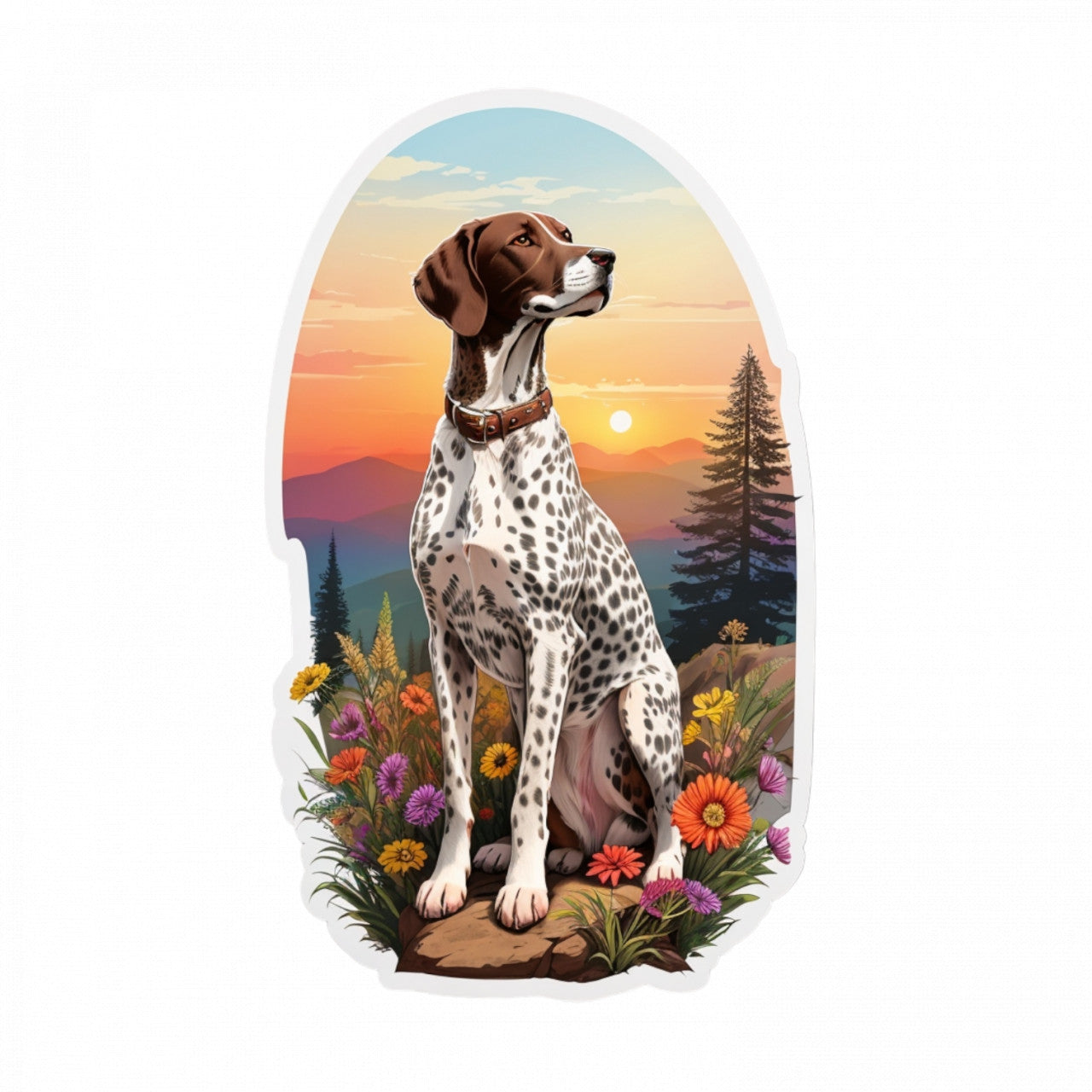 Set 12 bucati, Sticker decorativ, Brac german la munte, Rezistent la apa, NO2963, 6 cm, Multicolor