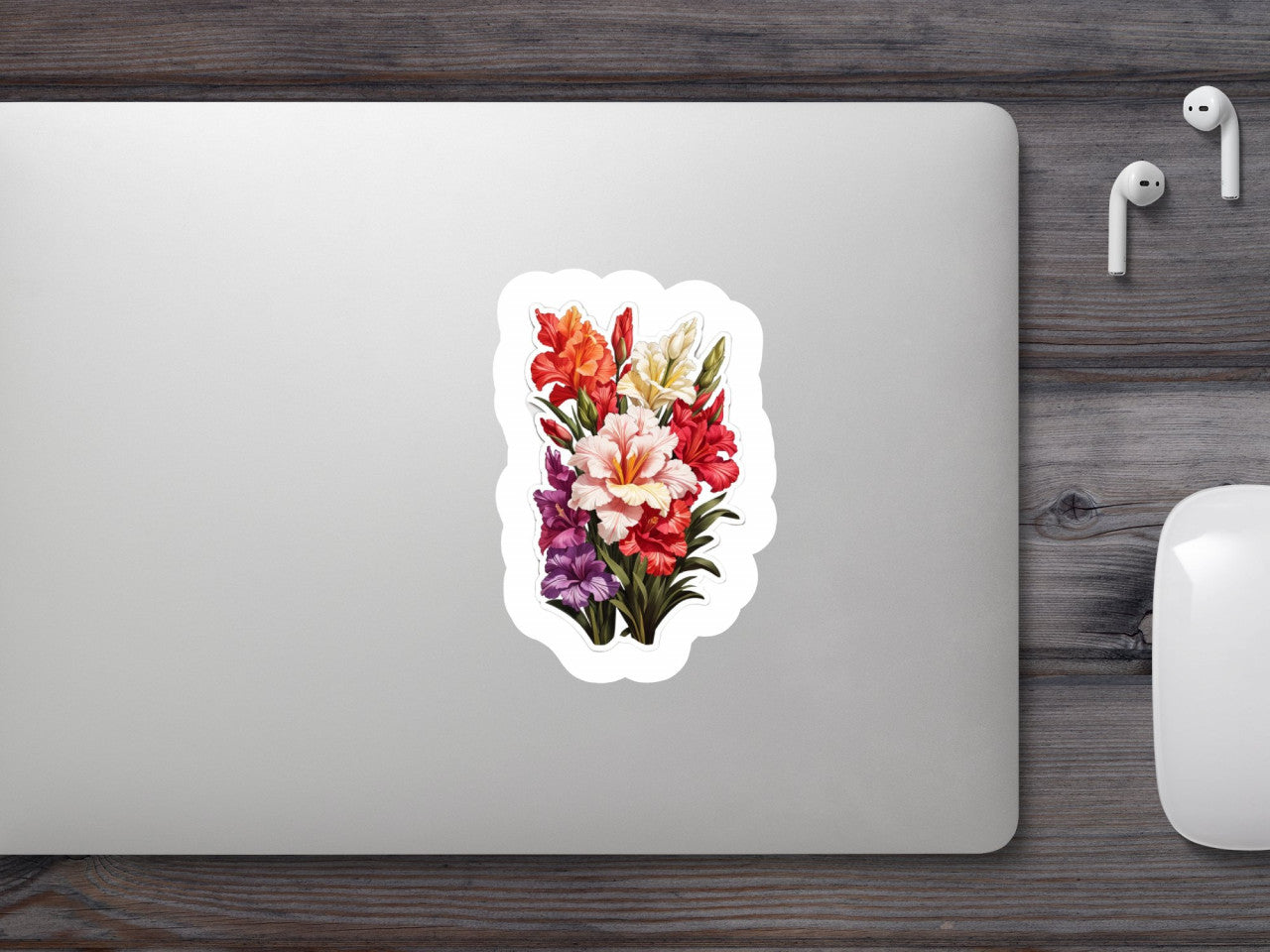 Set 12 bucati, Sticker decorativ, Buchet de gladiole, Rezistent la apa, NO2983, 6 cm, Multicolor