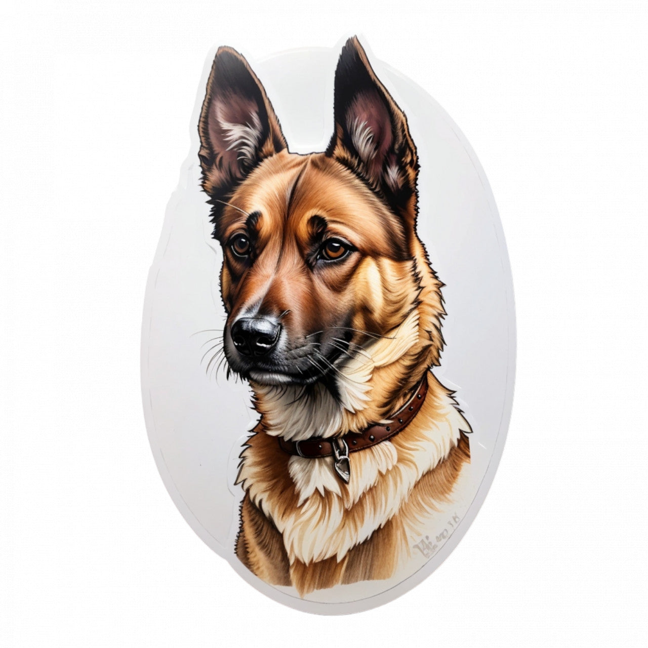 Set 12 bucati, Sticker decorativ, Caine Belgian Malinois cu zgarda, Rezistent la apa, NO2406, 6 cm, Multicolor