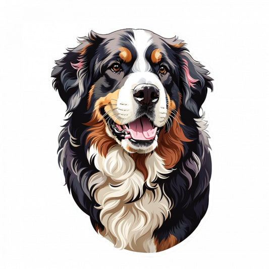 Set 12 bucati, Sticker decorativ, Caine Bernese de munte, Rezistent la apa, NO2383, 6 cm, Multicolor