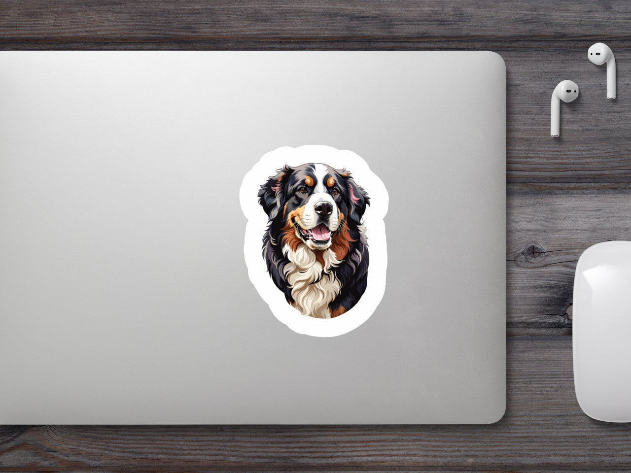 Set 12 bucati, Sticker decorativ, Caine Bernese de munte, Rezistent la apa, NO2383, 6 cm, Multicolor
